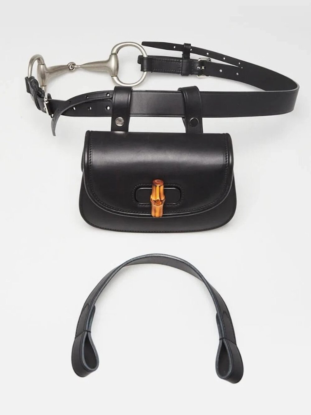 Gucci Black Smooth Leather Bamboo 1947 Mini Belt Bag - Picture 2 of 11